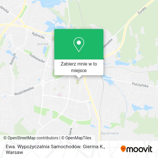 Mapa Ewa. Wypożyczalnia Samochodów. Gierma K.