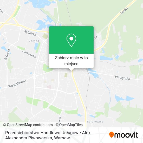 Mapa Przedsiębiorstwo Handlowo Usługowe Alex Aleksandra Piwowarska