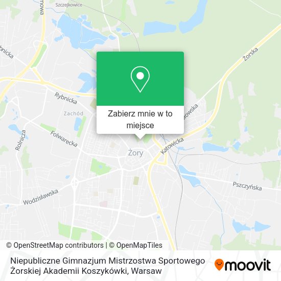 Mapa Niepubliczne Gimnazjum Mistrzostwa Sportowego Żorskiej Akademii Koszykówki