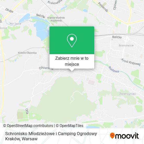 Mapa Schronisko Młodzieżowe i Camping Ogrodowy Kraków