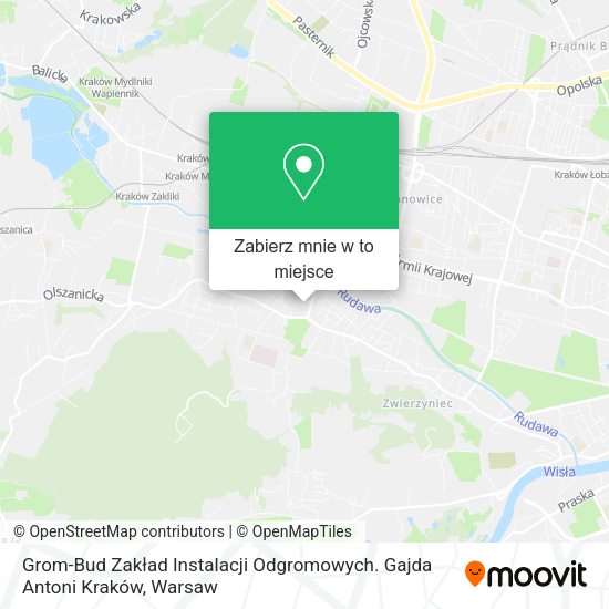 Mapa Grom-Bud Zakład Instalacji Odgromowych. Gajda Antoni Kraków