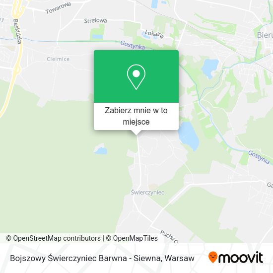 Mapa Bojszowy Świerczyniec Barwna - Siewna