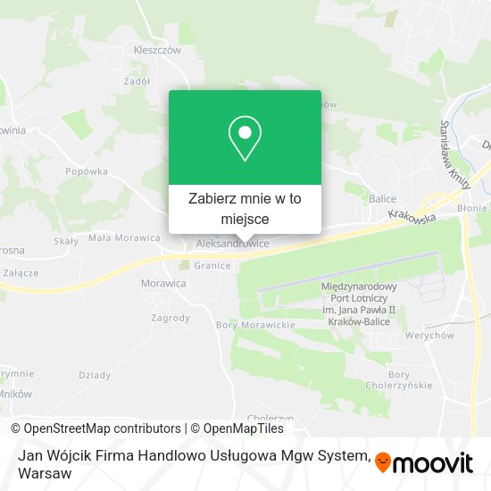 Mapa Jan Wójcik Firma Handlowo Usługowa Mgw System