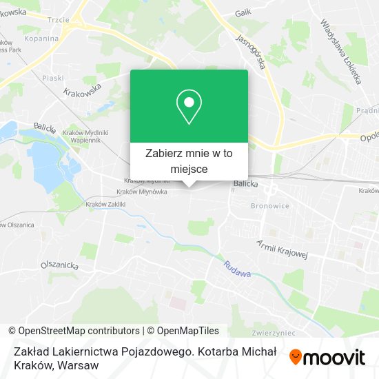 Mapa Zakład Lakiernictwa Pojazdowego. Kotarba Michał Kraków