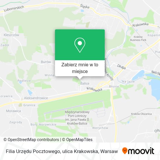 Mapa Filia Urzędu Pocztowego, ulica Krakowska