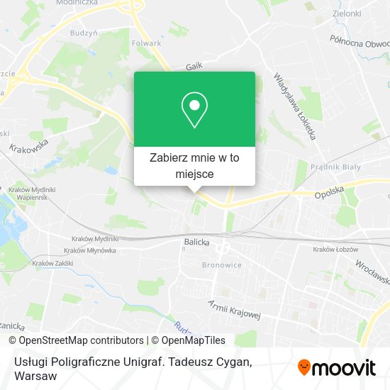 Mapa Usługi Poligraficzne Unigraf. Tadeusz Cygan