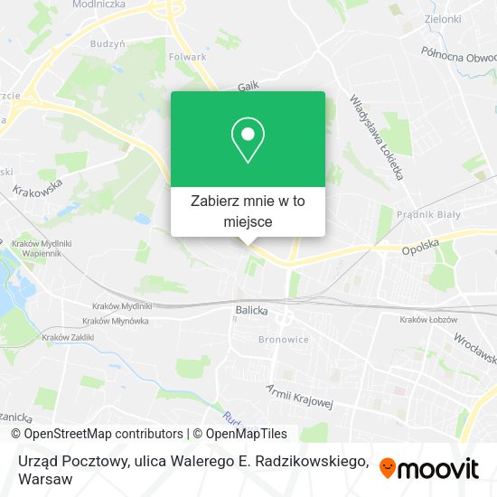 Mapa Urząd Pocztowy, ulica Walerego E. Radzikowskiego