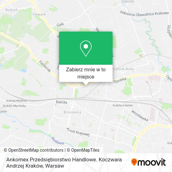 Mapa Ankomex Przedsiębiorstwo Handlowe. Koczwara Andrzej Kraków