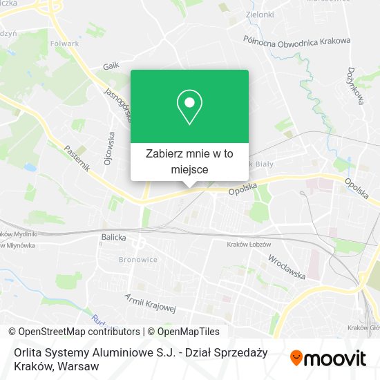 Mapa Orlita Systemy Aluminiowe S.J. - Dział Sprzedaży Kraków