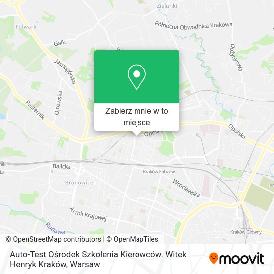 Mapa Auto-Test Ośrodek Szkolenia Kierowców. Witek Henryk Kraków