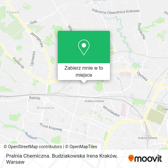 Mapa Pralnia Chemiczna. Budziakowska Irena Kraków