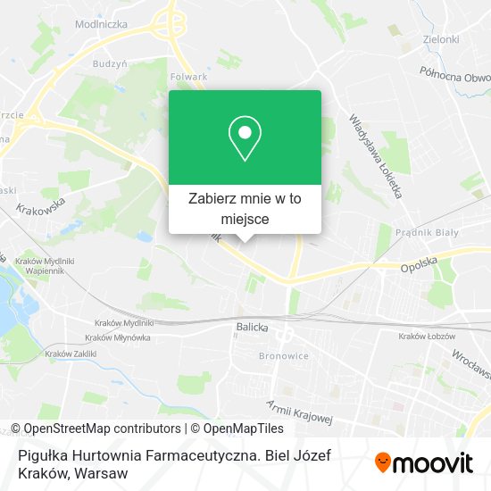 Mapa Pigułka Hurtownia Farmaceutyczna. Biel Józef Kraków