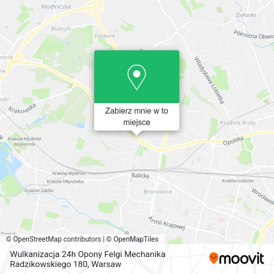 Mapa Wulkanizacja 24h Opony Felgi Mechanika Radzikowskiego 180