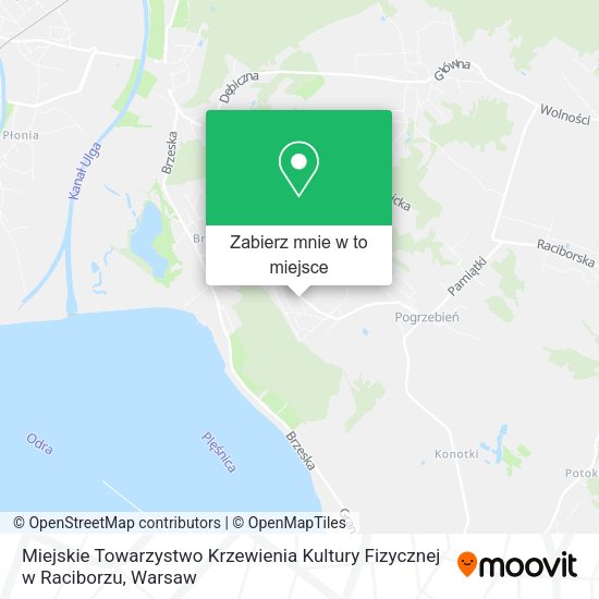 Mapa Miejskie Towarzystwo Krzewienia Kultury Fizycznej w Raciborzu