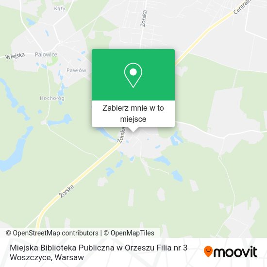 Mapa Miejska Biblioteka Publiczna w Orzeszu Filia nr 3 Woszczyce