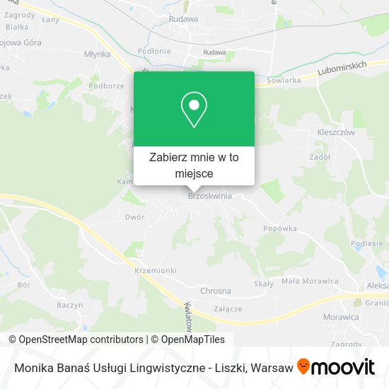 Mapa Monika Banaś Usługi Lingwistyczne - Liszki