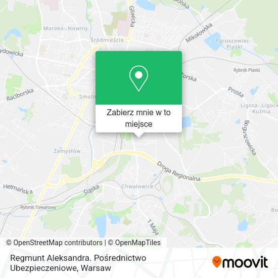 Mapa Regmunt Aleksandra. Pośrednictwo Ubezpieczeniowe