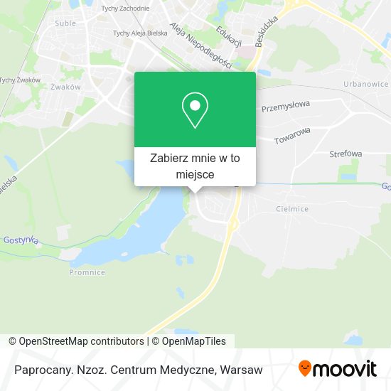 Mapa Paprocany. Nzoz. Centrum Medyczne