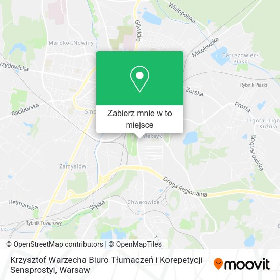 Mapa Krzysztof Warzecha Biuro Tłumaczeń i Korepetycji Sensprostyl