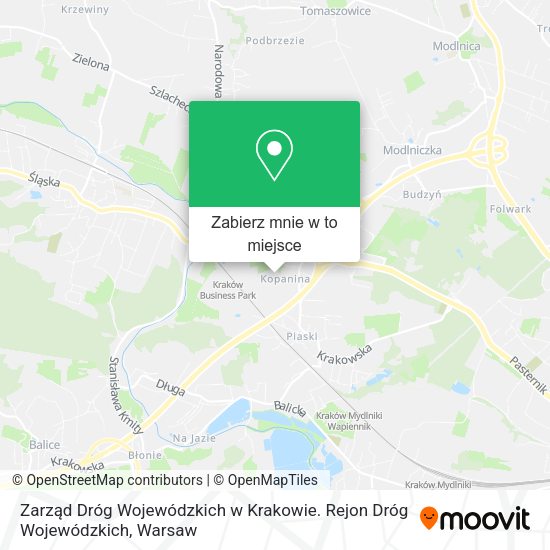 Mapa Zarząd Dróg Wojewódzkich w Krakowie. Rejon Dróg Wojewódzkich