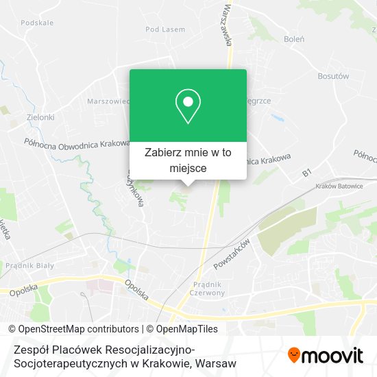 Mapa Zespół Placówek Resocjalizacyjno-Socjoterapeutycznych w Krakowie