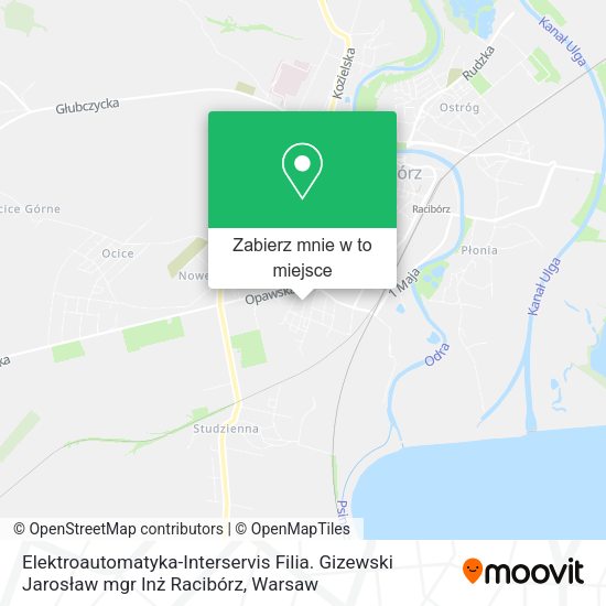 Mapa Elektroautomatyka-Interservis Filia. Gizewski Jarosław mgr Inż Racibórz