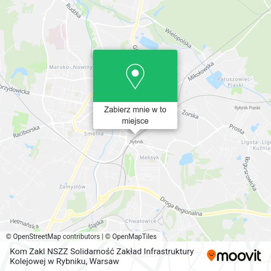 Mapa Kom Zakl NSZZ Solidarność Zakład Infrastruktury Kolejowej w Rybniku