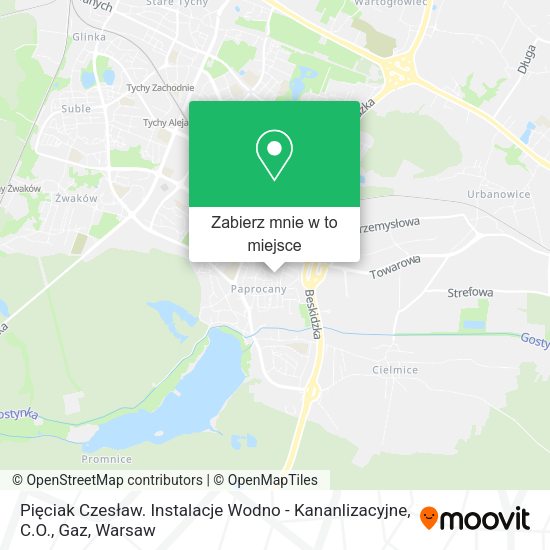 Mapa Pięciak Czesław. Instalacje Wodno - Kananlizacyjne, C.O., Gaz