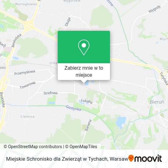 Mapa Miejskie Schronisko dla Zwierząt w Tychach