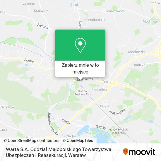 Mapa Warta S.A. Oddział Małopolskiego Towarzystwa Ubezpieczeń i Reasekuracji