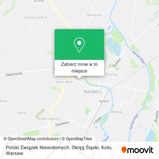 Mapa Polski Związek Niewidomych. Okręg Śląski. Koło