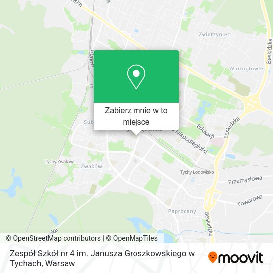 Mapa Zespół Szkół nr 4 im. Janusza Groszkowskiego w Tychach