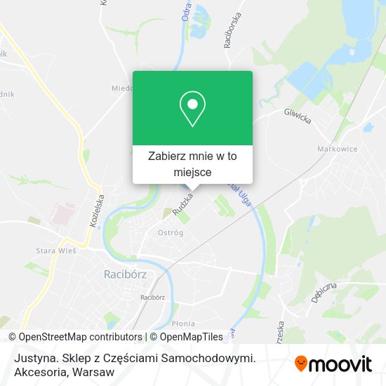 Mapa Justyna. Sklep z Częściami Samochodowymi. Akcesoria