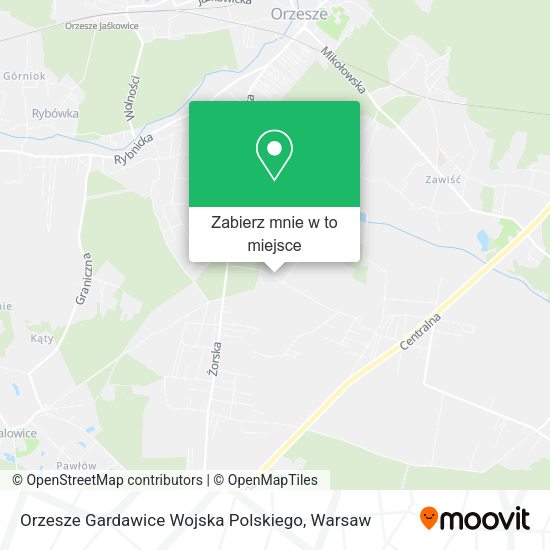 Mapa Orzesze Gardawice Wojska Polskiego