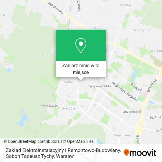 Mapa Zakład Elektroinstalacyjny i Remontowo-Budowlany. Soboń Tadeusz Tychy