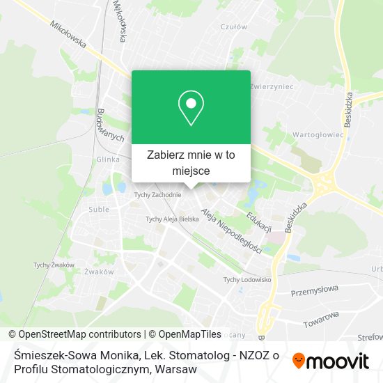 Mapa Śmieszek-Sowa Monika, Lek. Stomatolog - NZOZ o Profilu Stomatologicznym