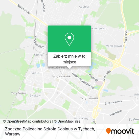 Mapa Zaoczna Policealna Szkoła Cosinus w Tychach