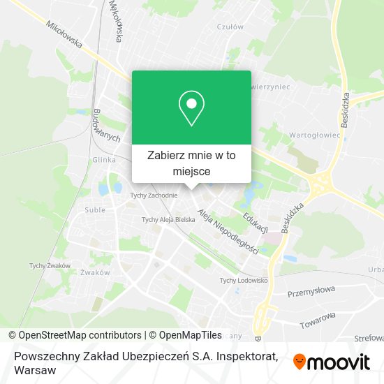 Mapa Powszechny Zakład Ubezpieczeń S.A. Inspektorat