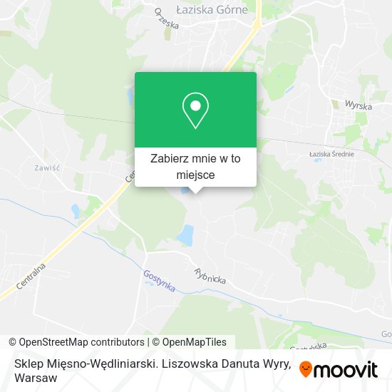 Mapa Sklep Mięsno-Wędliniarski. Liszowska Danuta Wyry