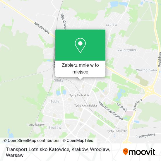 Mapa Transport Lotnisko Katowice, Kraków, Wrocław