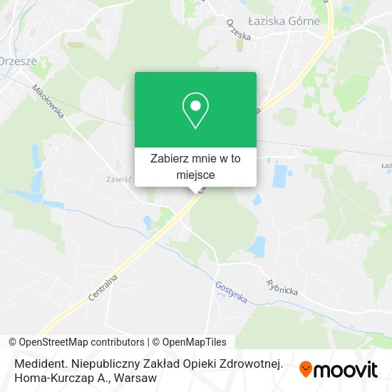 Mapa Medident. Niepubliczny Zakład Opieki Zdrowotnej. Homa-Kurczap A.