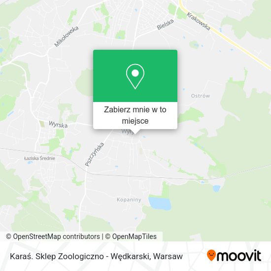 Mapa Karaś. Sklep Zoologiczno - Wędkarski