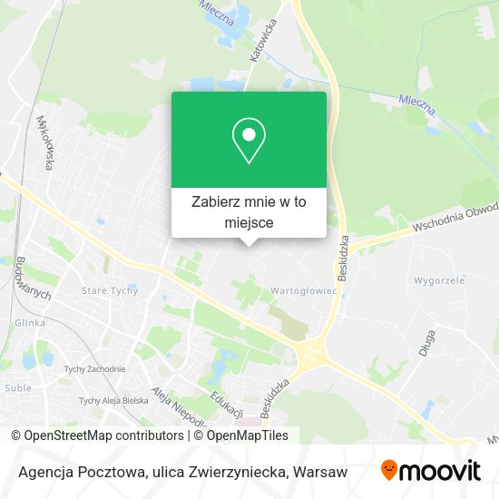 Mapa Agencja Pocztowa, ulica Zwierzyniecka