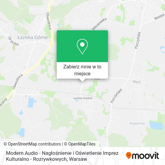 Mapa Modern Audio - Nagłośnienie i Oświetlenie Imprez Kulturalno - Rozrywkowych