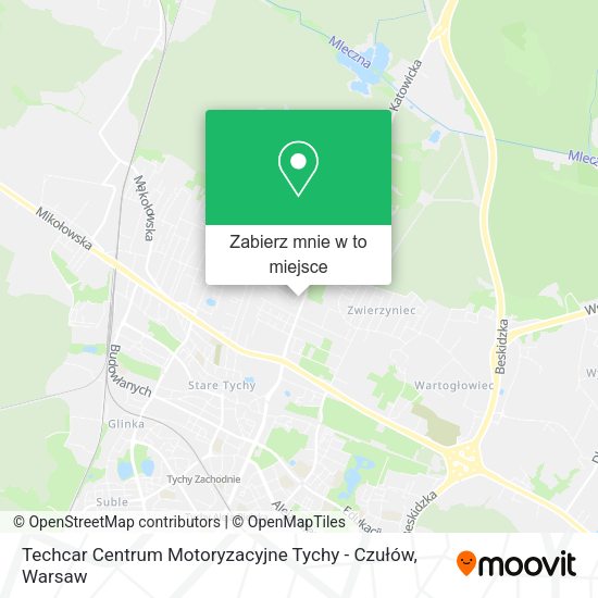 Mapa Techcar Centrum Motoryzacyjne Tychy - Czułów