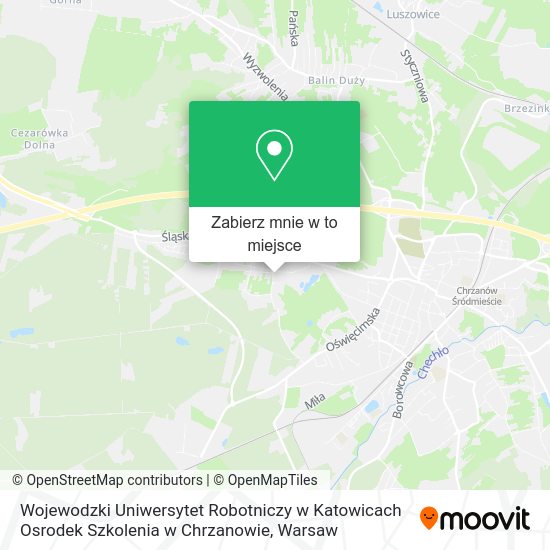 Mapa Wojewodzki Uniwersytet Robotniczy w Katowicach Osrodek Szkolenia w Chrzanowie