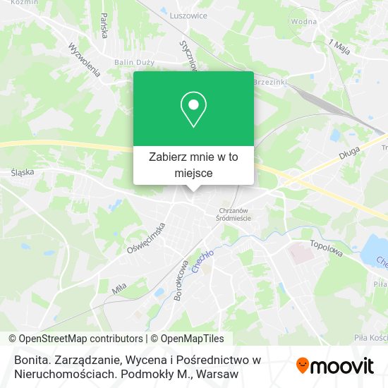 Mapa Bonita. Zarządzanie, Wycena i Pośrednictwo w Nieruchomościach. Podmokły M.