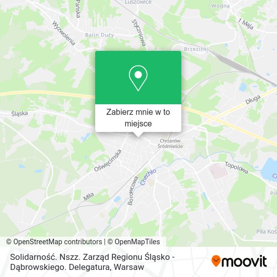 Mapa Solidarność. Nszz. Zarząd Regionu Śląsko - Dąbrowskiego. Delegatura