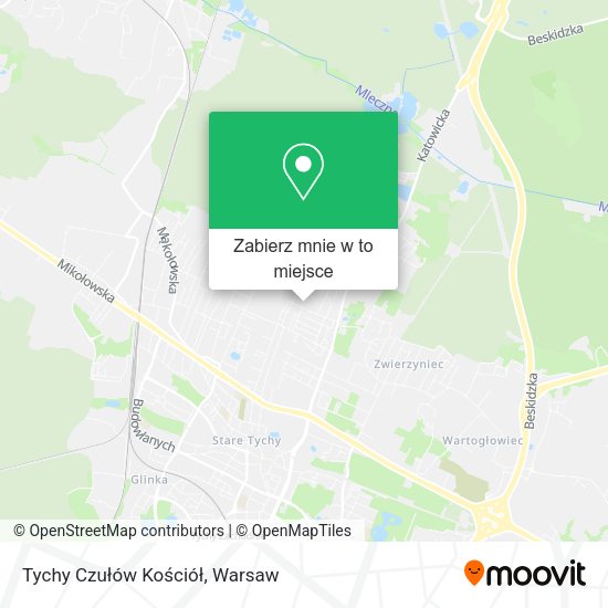 Mapa Tychy Czułów Kościół