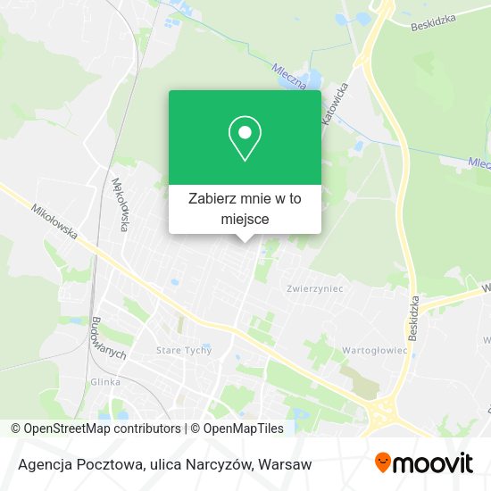 Mapa Agencja Pocztowa, ulica Narcyzów